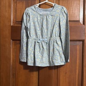 Cat & Jack Grey and Gold Floral Long Sleeve Tee